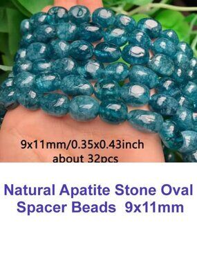 Natural Apatite Stone Oval Spacer Beads   9x11mm